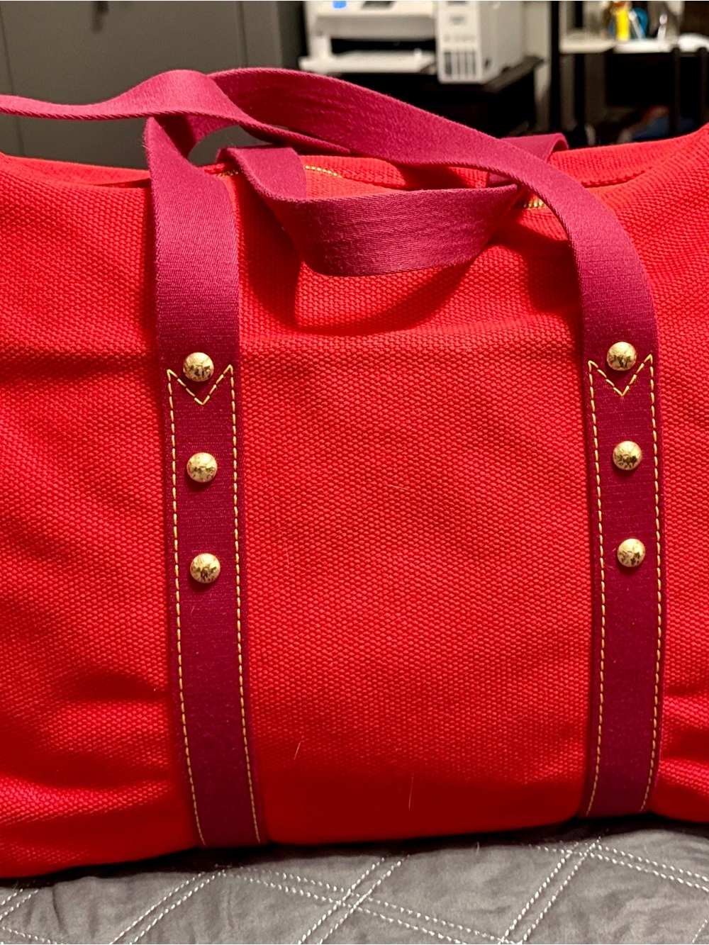 Louis Vuitton Red Cabas Antigua MM - Limited - Vintage Luxury - Perfect Tote - Picture 3 of 16